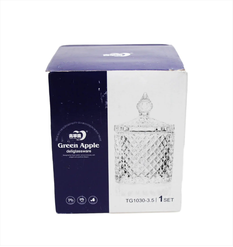 Crystal Glass Jar Sweets Sugar Glassware 10 x 8.5 cm