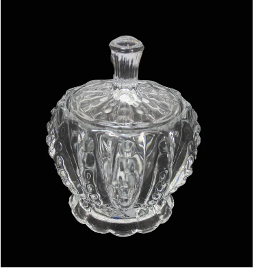 Crystal Glass Sweets Sugar Jar with Lid 8 x 8 cm