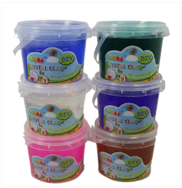 Crystal Mud Childrens Fun Slime DIY Crystal Clay 6 Assorted Colour Tubs 0.50 kg