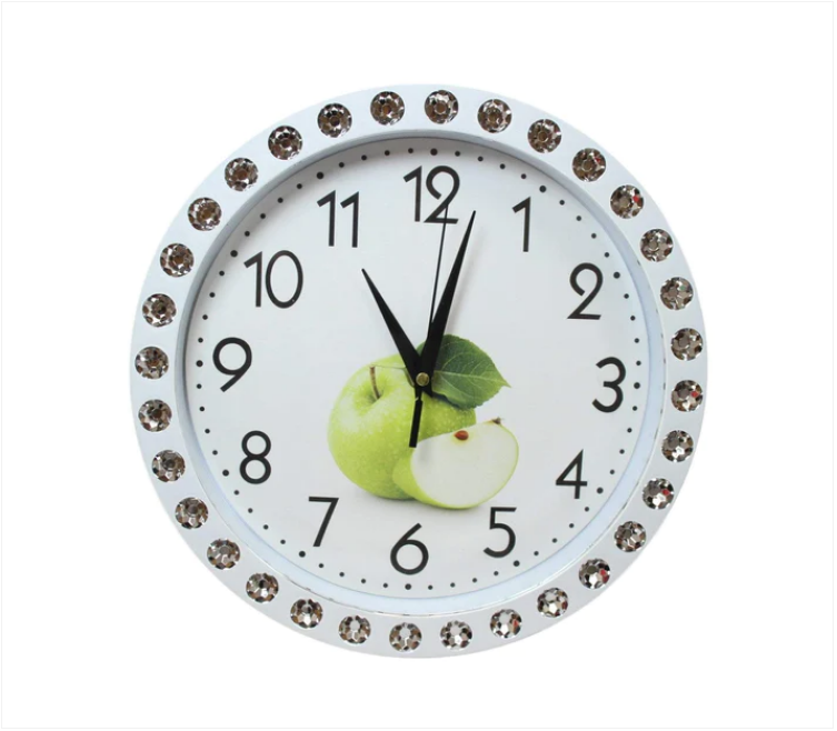 Crystal Style Border Clock Ideal For Home Kitchen Circle Shaped Clock 27cm x 27cm