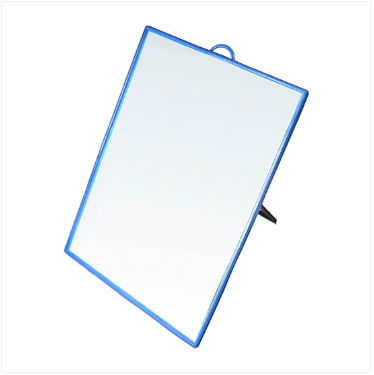 Desk Table Plastic Coloured Border Square Shaped Mirror 18cm x 24cm