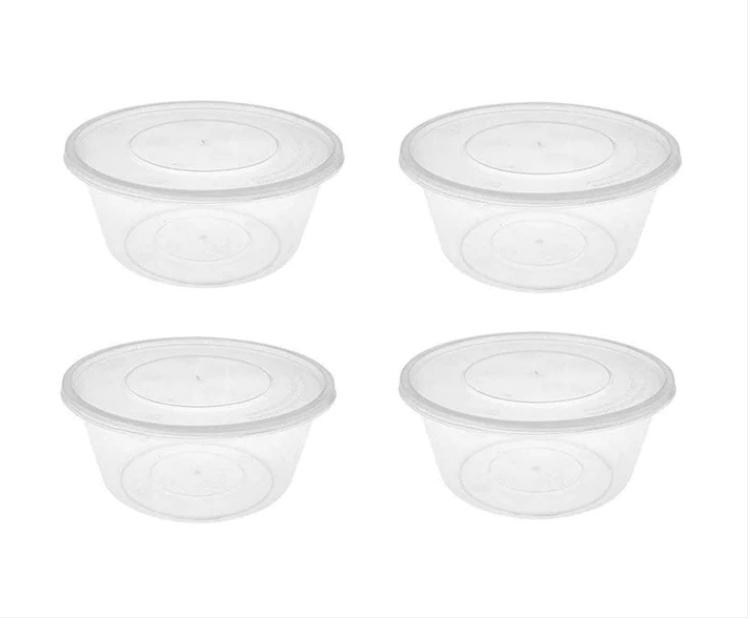 Disposable Plastic Food Container Round Pack of 5 14oz / 400 ml