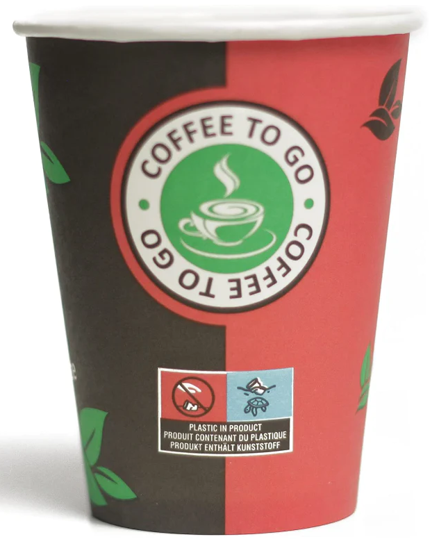 Disposable Plastic Lined Paper Drinking Cups Pack of 50 12oz Black Red