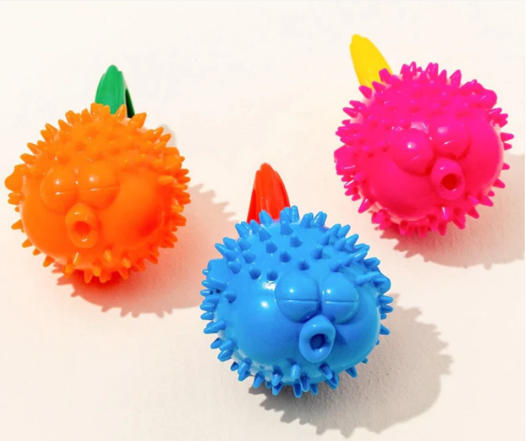 Dog Toy Ball Squeaky Puffer Fish Assorted Colours