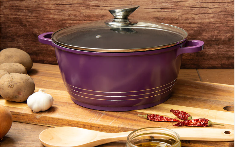 Durane Die Cast Stock Pot Set of 5 Purple 20 - 32 cm