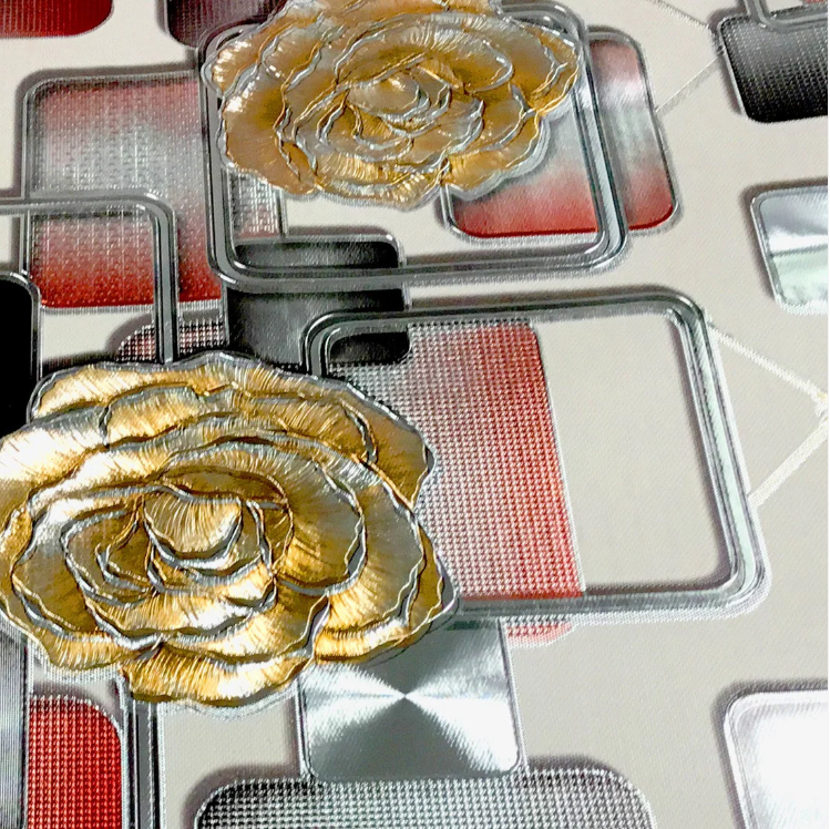 Durane Plastic Table Cover Roll Floral Block Design 1.37x20m