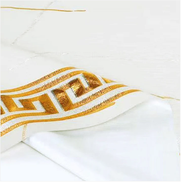 Durane Plastic Table Cover Roll White Marble Gold Pattern Design 1.37x20m