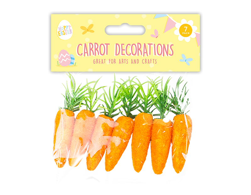 Easter Bonnet Carrot Decorations - 7 Pack