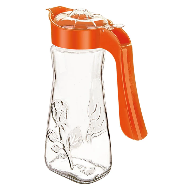 Embossed Glass Jug with Lid and Handle 1.50 Litre Assorted Colours