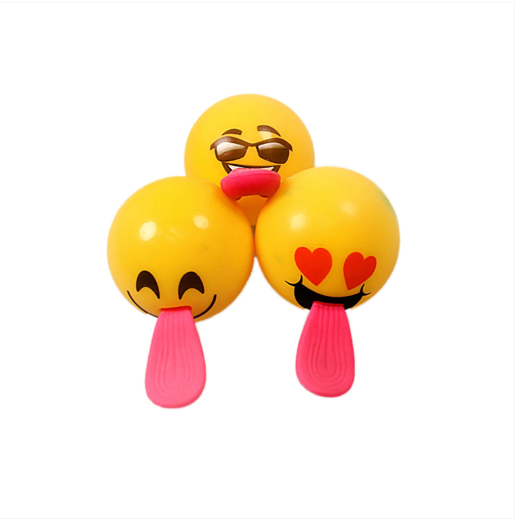 Emoji Ball Bouncing Blinker Long Tongue Soft Toy Kids