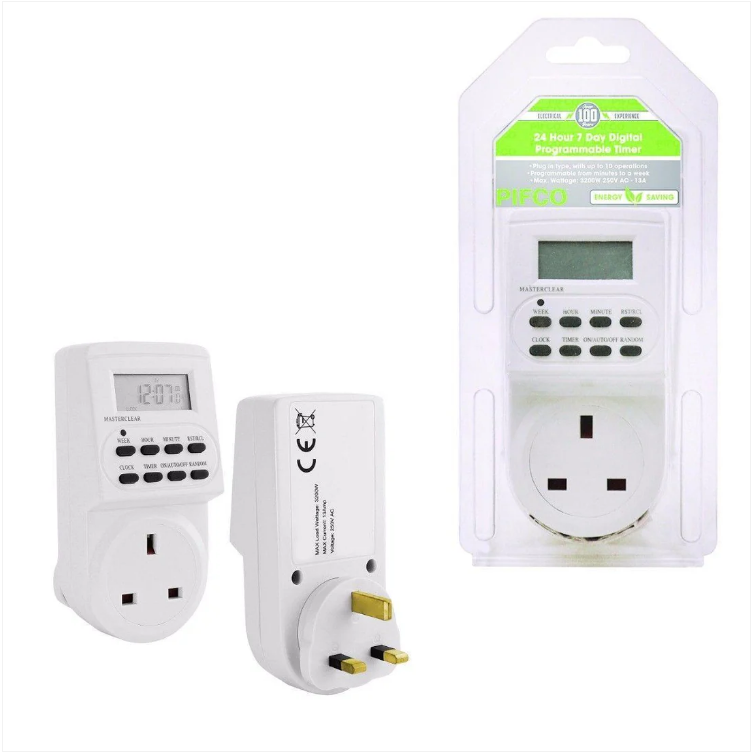Eurosonic Electronic Digital Mains Timer Socket Plug with 24 Hour 7 Days