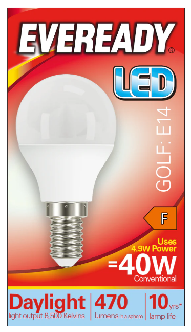 Eveready Golf E14 LED Bulb 40w Daylight