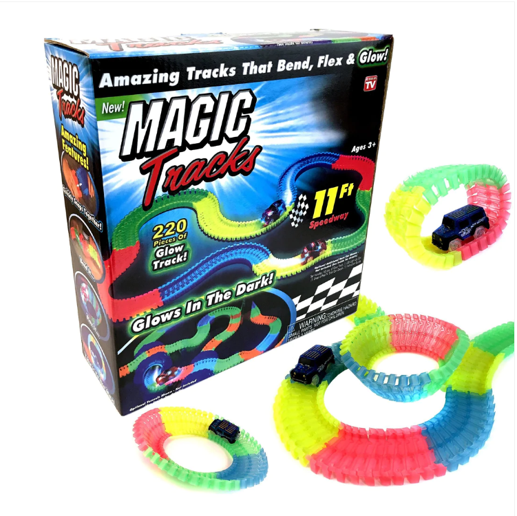 Exclusive Magic Tracks 220 Pieces Glow In The Dark Light Up 11Ft Speedway Race Track