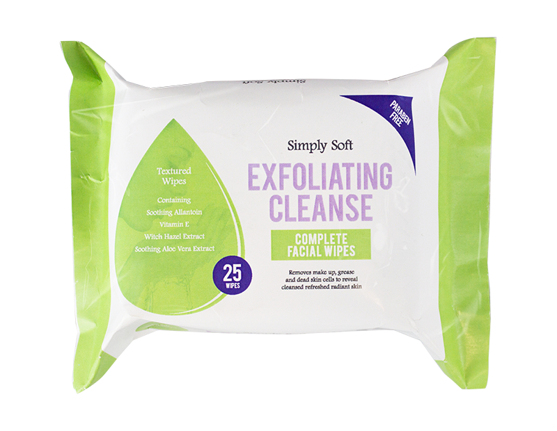 Exfoliating Cleanse Facial Wipes - 25 Pack (With PDQ)