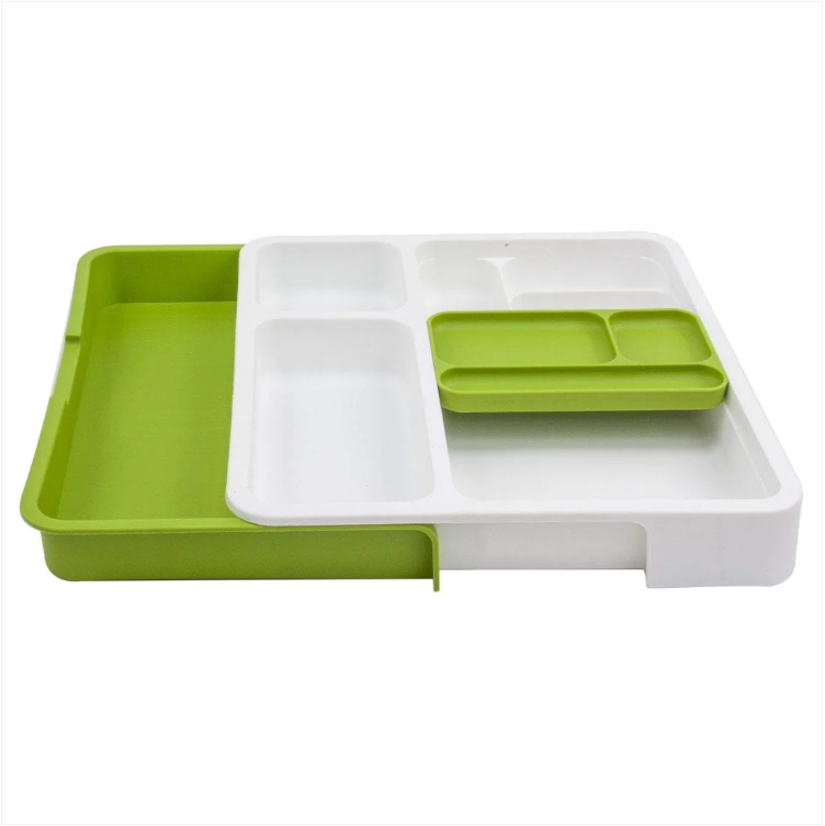 Expandable Drawer Organiser White Green Super Drawer Storage