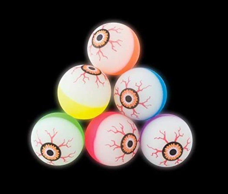 Eyeball Bouncy Balls Assorted Colour Glowing Horror Halloween Bouncy Balls 6 Pack