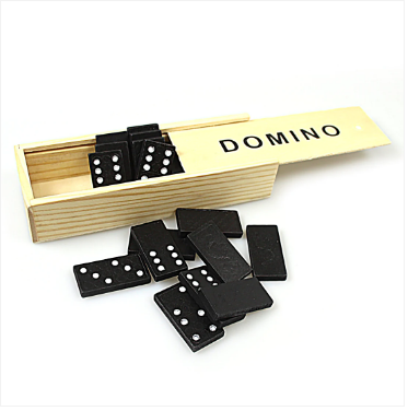 Family Fun Games 28 Set Black Dominoes In Wooden Box