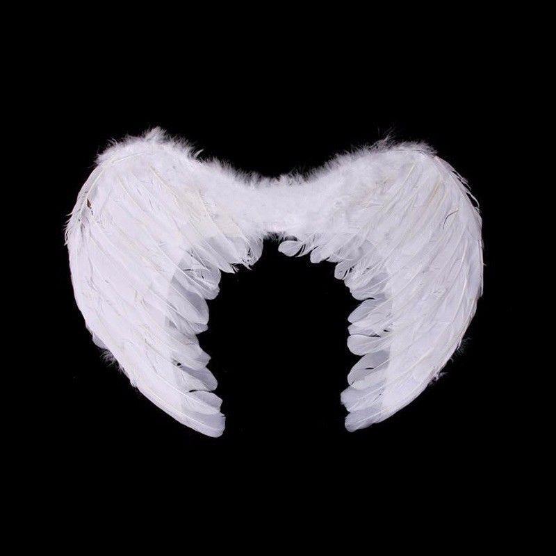 Fancy Dress Up Angel Feathered Wings With Elastic Straps 50cm