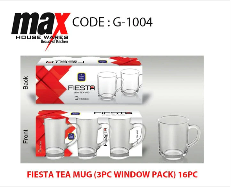 Fiesta Tea Glass Mugs 245 ml Set of 3