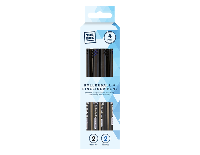 Fine liners & Rollerballs 4pk