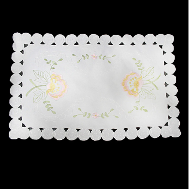 Floral Embroidery White Table Cloth Assorted Designs 38cm x 85cm