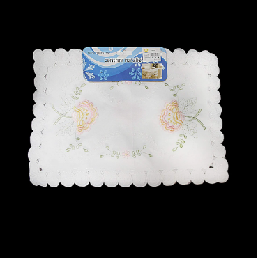 Floral Embroidery White Table Cloth Assorted Designs 38cm x 85cm