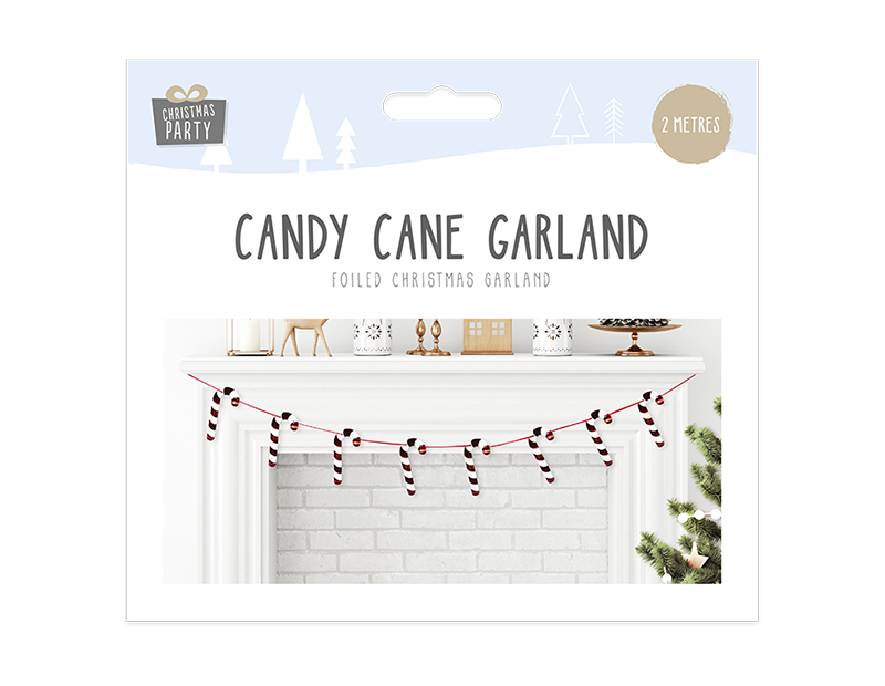 Foiled Candy Cane Garland 2m