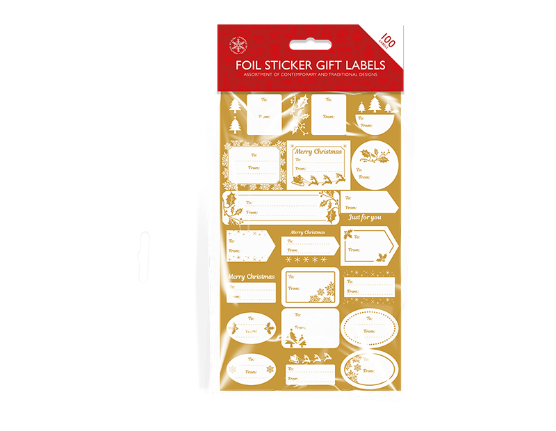 Foiled Christmas Gift Labels - 100 Pack
