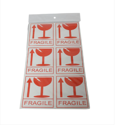 Fragile Stickers Hazard Warning Sign Adhesive Handle with Care 8.5cm 12 Pack