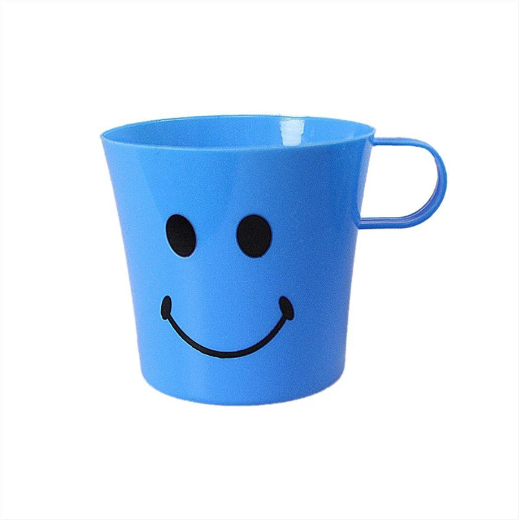 Fun 4 Colour Smiley Plastic Handles Mugs For Parties, Home etc
