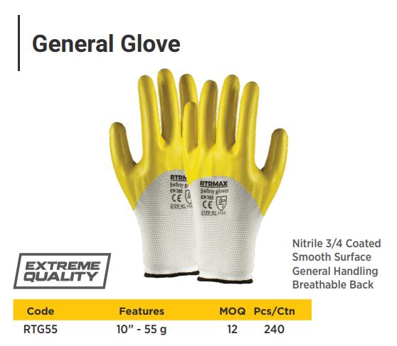 GLOVE 10'' NITRILE COATED SMOOTH YELLOW SURFACE