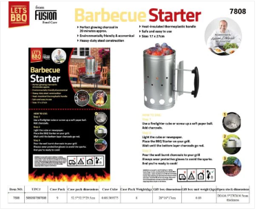 Garden BBQ Charcoal Starter Steel 17 x 27cm