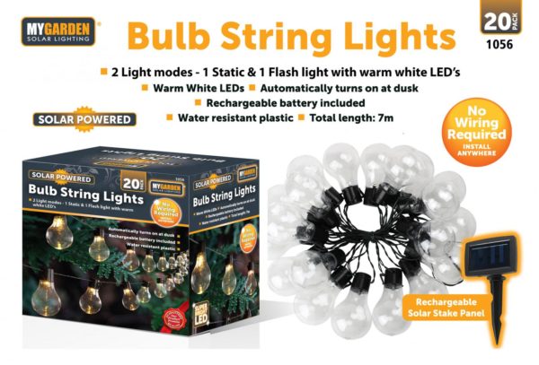 Garden Bulb String Lights 20 Pack 7 Metre White LED