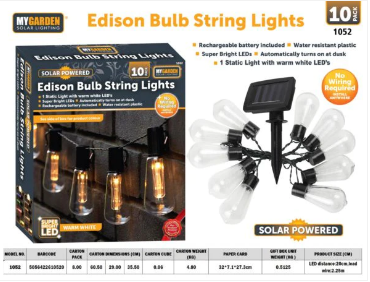 Garden Edison Bulb String Lights 10pk 2.25 m White LED