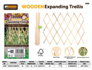 Garden Expanding Wooden Trellis Natural 180 x 120 cm