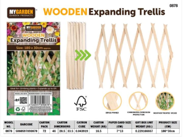 Garden Expanding Wooden Trellis Natural 180 x 30 cm
