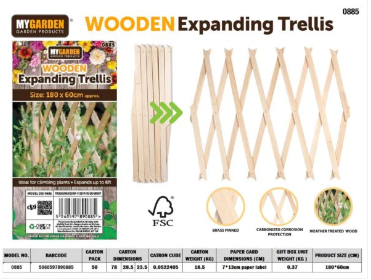 Garden Expanding Wooden Trellis Natural 180 x 60 cm