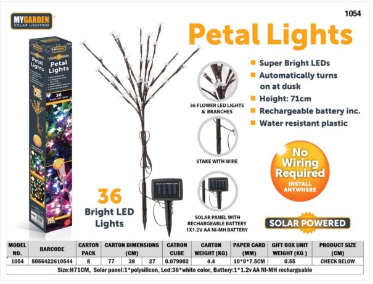 Garden Solar Powered Petal Lights Bright White 71cm 36 LED