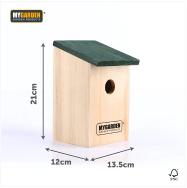 Garden Wooden Bird Nest Box 21 x 12 x 13.5 cm