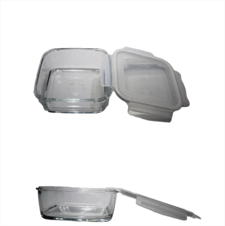 Glass Container With Plastic Lid Household Use Kitchen 1150cc