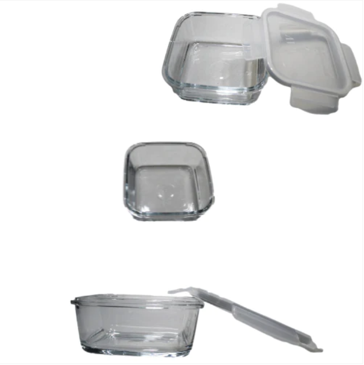Glass Food Container With Plastic Lid Household Use Kitchen 720cc