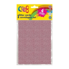 Glitter Cards & Envelopes Set, 4pk