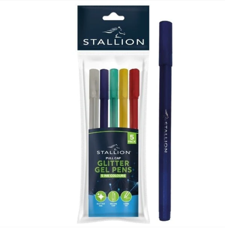 Glitter Gel Pens 5pk Assorted Colours