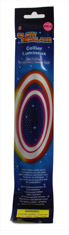 Glow In The Dark Childrens Playing Fun Glow Necklace In Pink 11'