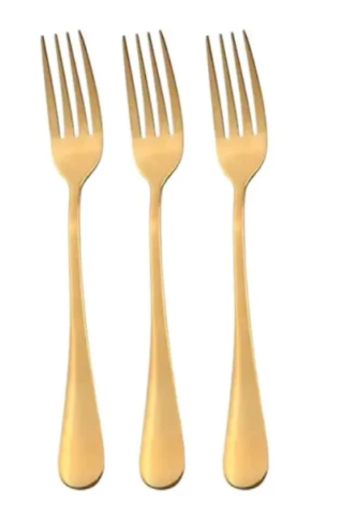 Gold Coloured Metal Forks Pack of 3 20 cm