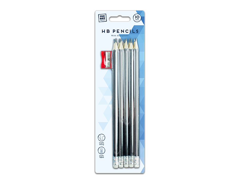 HB Pencils & Sharpener - 10 Pack