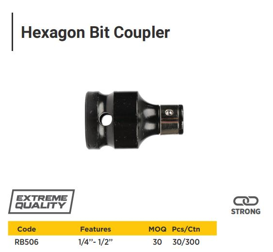 HEXAGON BIT COUPLER,BLACK 1/2