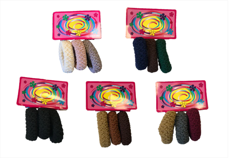 Hair Bobble Elastic Tie Pack of 3 Assorted Colours
