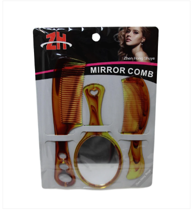 Hairdresser Barber Comb And Mirror Set Of 3