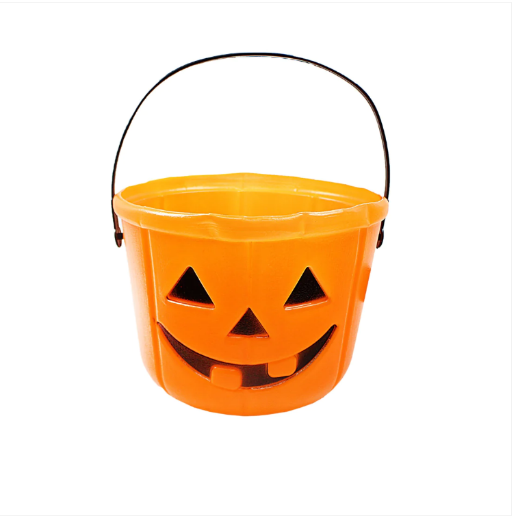 Halloween Children's Trick Or Treat Orange Bucket With Handle